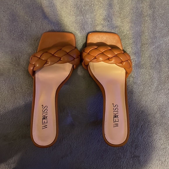 Open toe quilted mule brown - Picture 2 of 7